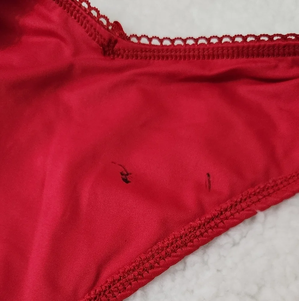 New!Frankie's Bikinis‎ Enzo Ribbed Cheeky Bikini Bottom Crimson